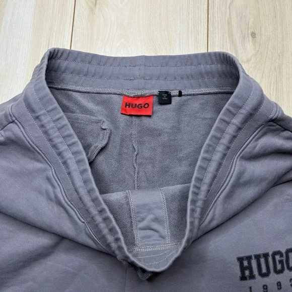 Hugo Boss Terry Knit Logo Sweatpants Joggers Mens XL Gray Tapered Cotton - Picture 3 of 14
